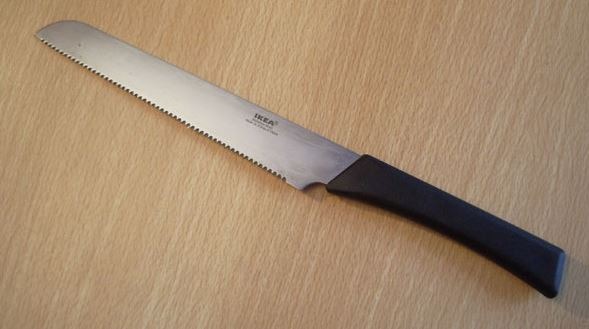 A Serrated knife is a perfect use for cutting or slicing bread and meat.
